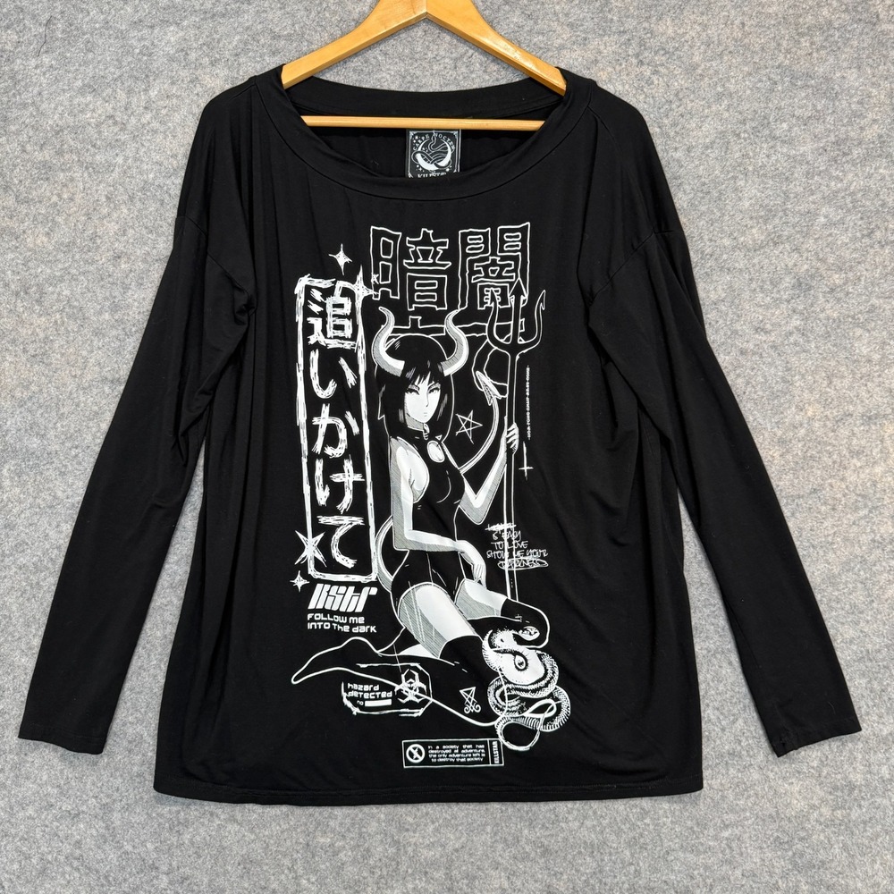 Carpe‎ Noctem Killstar Anime Tunic Shirt Dress Womens Small Horns Tee Black